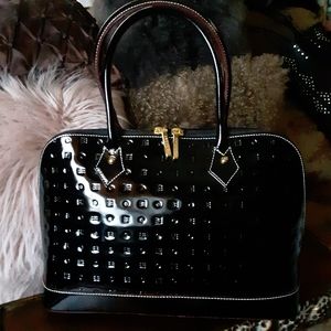 Arcadia Blk Patent Lthr Monogram Dome Satchel NWOT